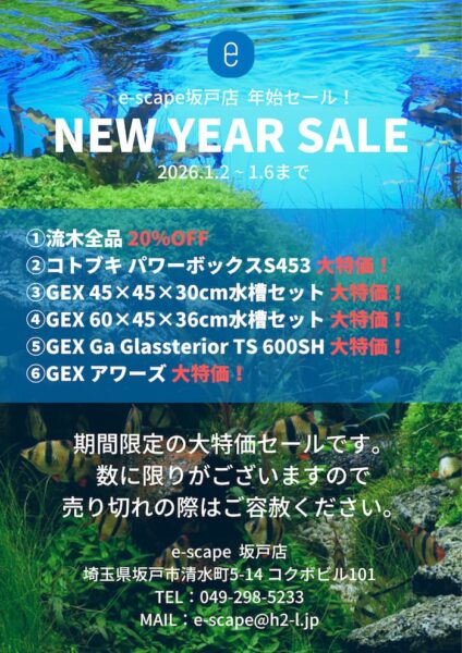 e-scape坂戸店】2026年始セール！ ー1月2日～1月6日までー | （有 